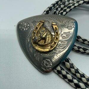 Horse Head in Horseshoe Bolo Tie Vintage Men’s Western Country Southwest